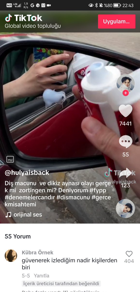 guziguzie's tweet photo. bugün şu diş macunu olayını deniyim dedim ciddo mu diye. dikiz aynası kırıldı🥹 galiba biraz tehlikeliyim https://t.co/InEFgGAHoE