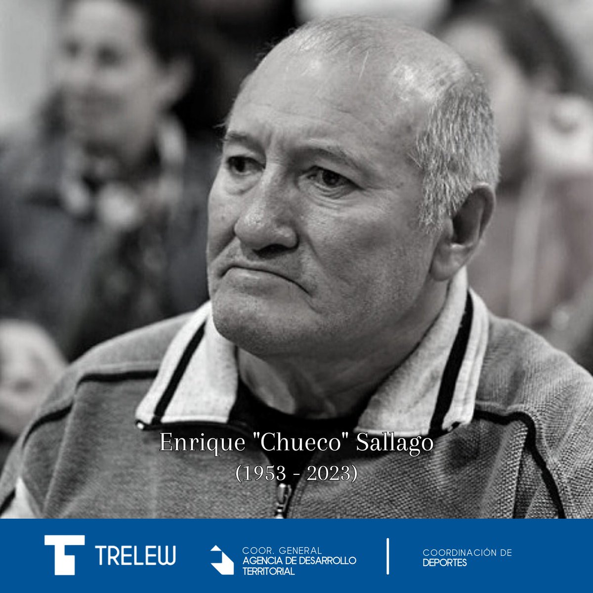 Lamentamos profundamente la pérdida de Enrique "Chueco" Sallago, un campeón argentino y símbolo de Trelew. Su valentía en el ring fue de inspiración para más de una generación.

Enviamos nuestras condolencias a su familia y amigos. 

Descanse en paz, leyenda del boxeo.