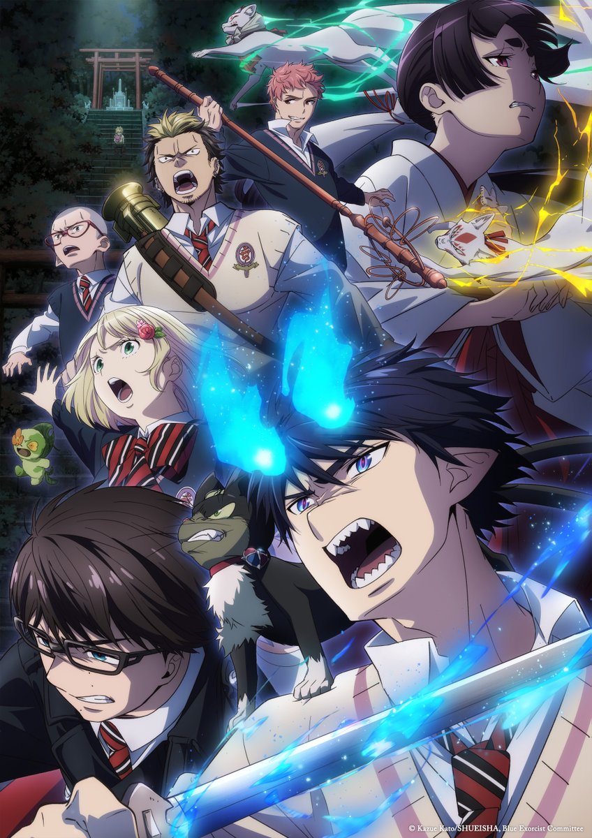 anime_news_ukr's tweet photo. [2/2] Постер 3-го сезону аніме-адаптації манґи "Ao no Exorcist" (Блакитний екзорцист): "Shimane Keimei Kessha-hen" (Арка Ілюмінатів Шімане)

🎥 Виробництво перейшло від A-1 Pictures до Studio VOLN ("Я хочу з'їсти твою підшлункову").

📺 #anime #аніме #AoNoExorcist #StudioVOLN https://t.co/JZ9qwVOl49