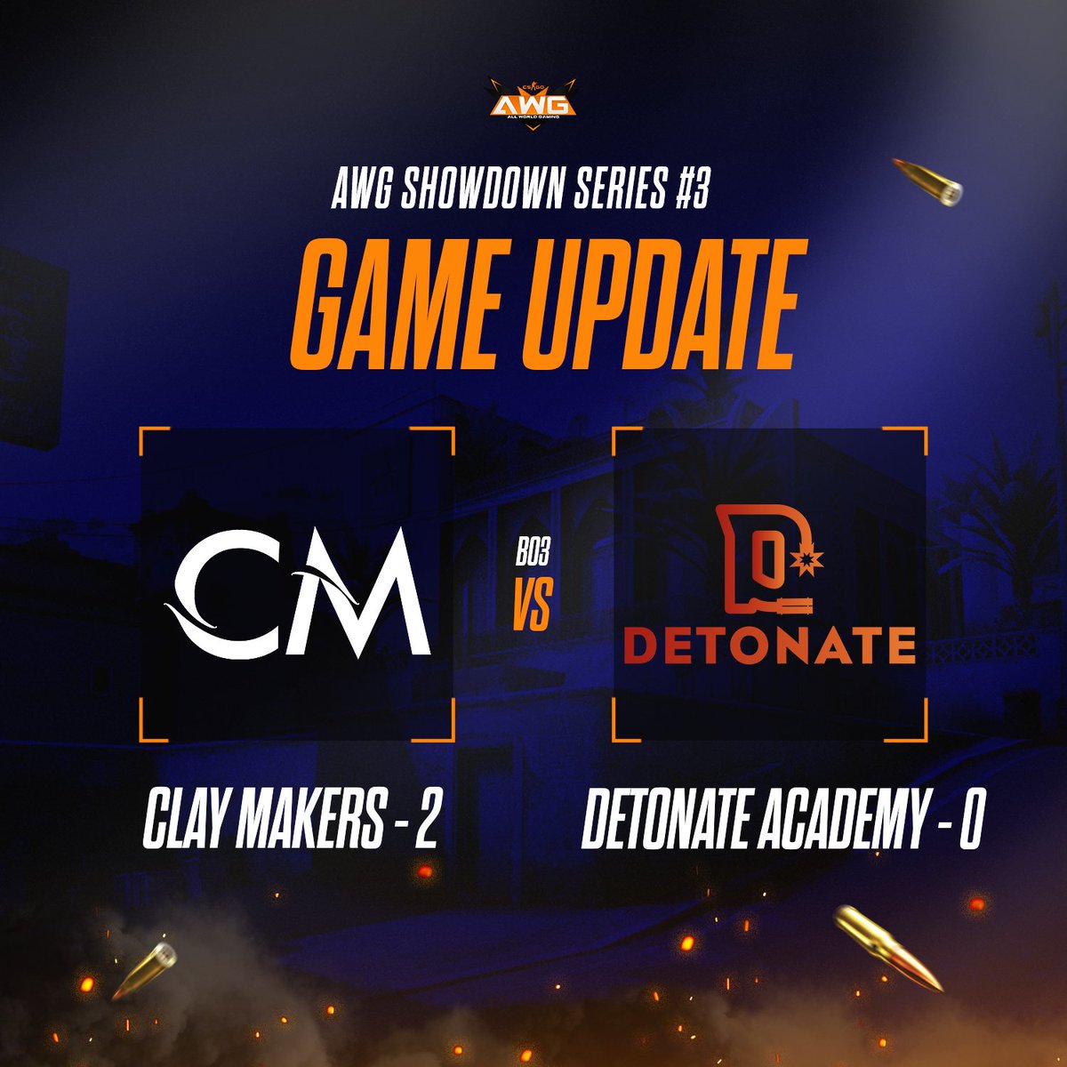 Yesterday's Game Update: #ClayMakers leave their mark once again, defeating <a href="/ggDetonate/">DETONATE</a> Academy and securing their spot in the AWG Semi-finals.

Detonate Academy put up a strong fight, but Clay Makers' clay-sculpting skills were just too much for them to handle.