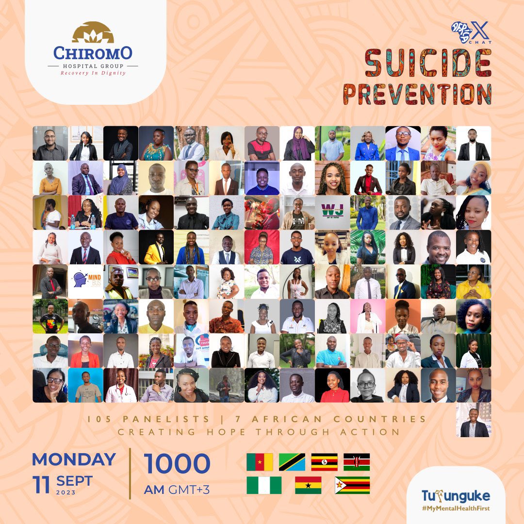 “Stay tomorrow needs YOU”

September shines a light on hope and healing as Suicide Prevention Month.

Join in the conversation with Afro-Panelist across the continent on Monday 11th September 2023 at 10am <a href="/ChiromoHospGrp/">Chiromo Hospital Group</a> 

#TufungukeAfrica
#SuicidePrevention
#MentalHealthMatters