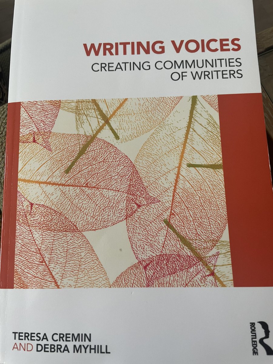 Based on a *huge* number of references to research studies, plus no less than 11 of their own case studies of research projects, @TeresaCremin and @damyhill’s brilliant ‘Writing Voices’ is a fantastic place to start when thinking about writing teaching. Some thoughts… 🧵1/n
