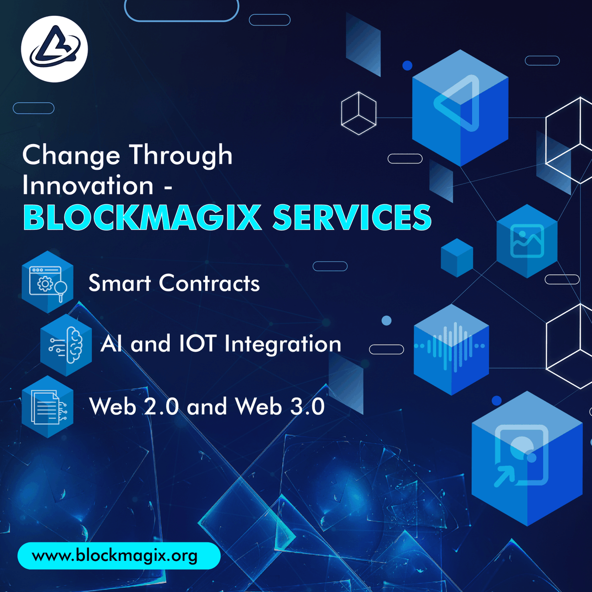 blockmagix_'s tweet photo. Discover how BlockMagix is reshaping industries, ushering in a new era of #innovation and trust. Dive into our services and be part of the #BlockchainRevolution !
#Bitcoin #BLOCKCHAIN #services #IoT #SmartContracts #WEB3 #Web2 #blockchaineducation #cryptocurrencies https://t.co/ZbsEAKyYy4