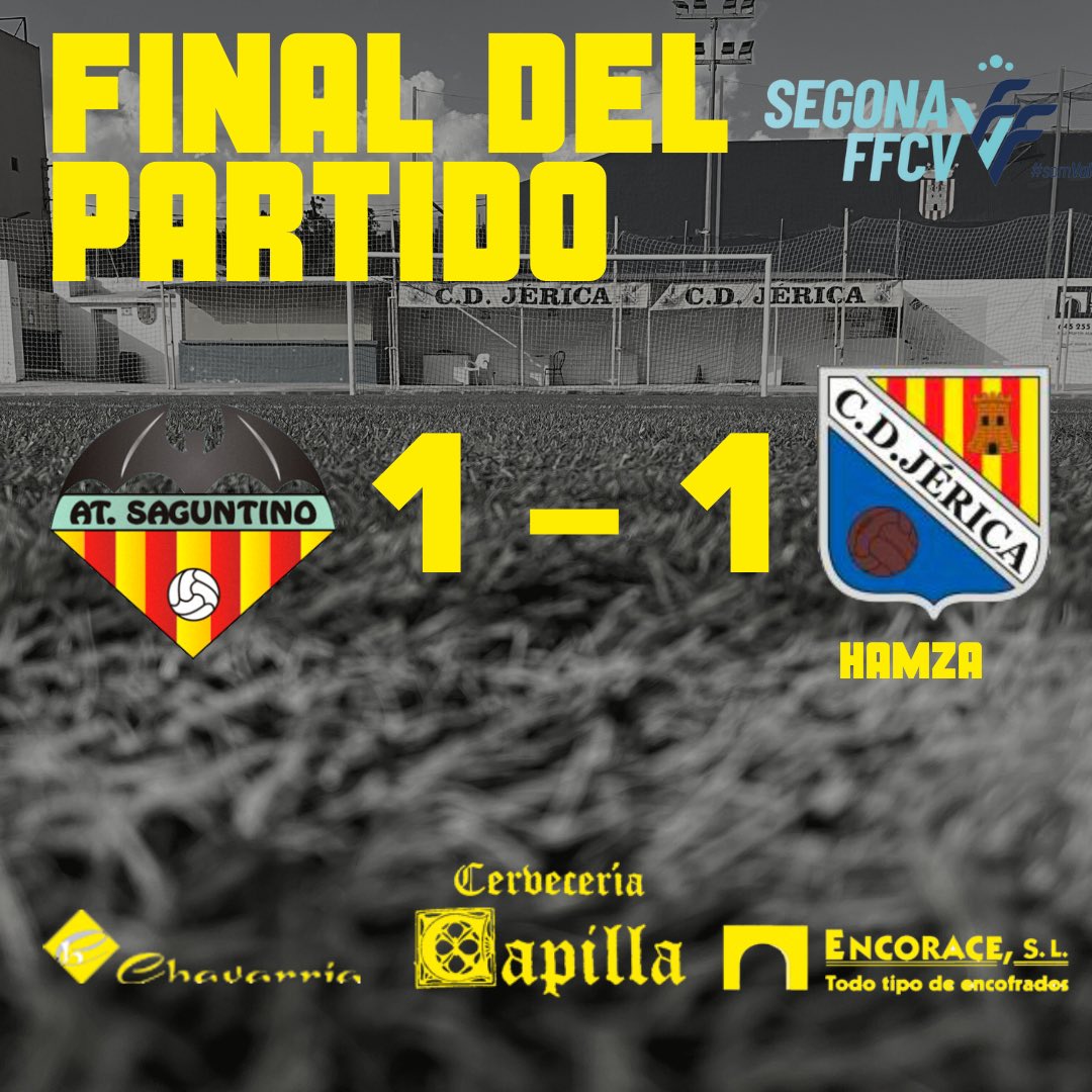 cdjerica's tweet photo. 🟡🔵FINAL EN SAGUNTO📣 Primer punto de la temporada ante un gran rival. 
#CDJerica #SiempreAmarillo #SegonaFfcv #UnaPasionQueNosUne #Jerica #Saguntino https://t.co/asvuzuAhVy