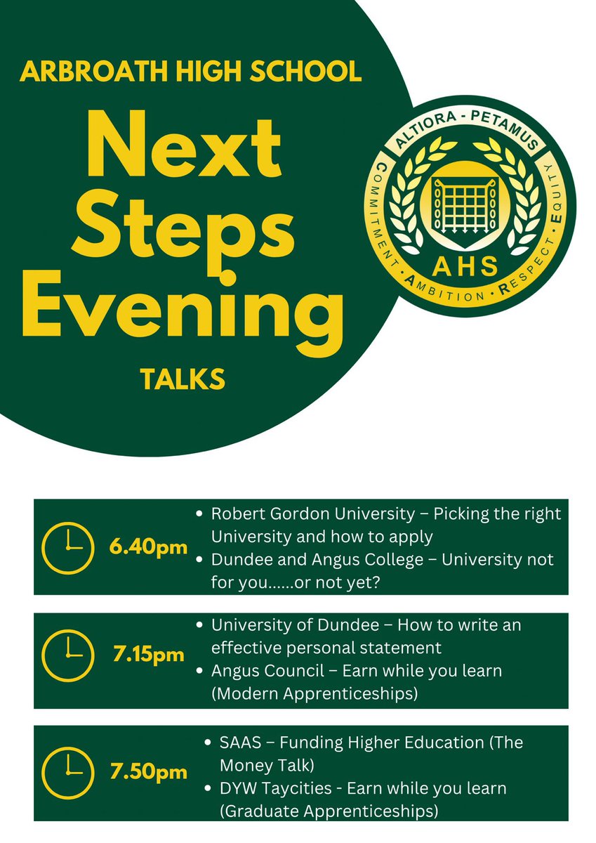 Looking forward to seeing as many seniors as possible this Thursday evening! #nextstepsevening #thinkingahead