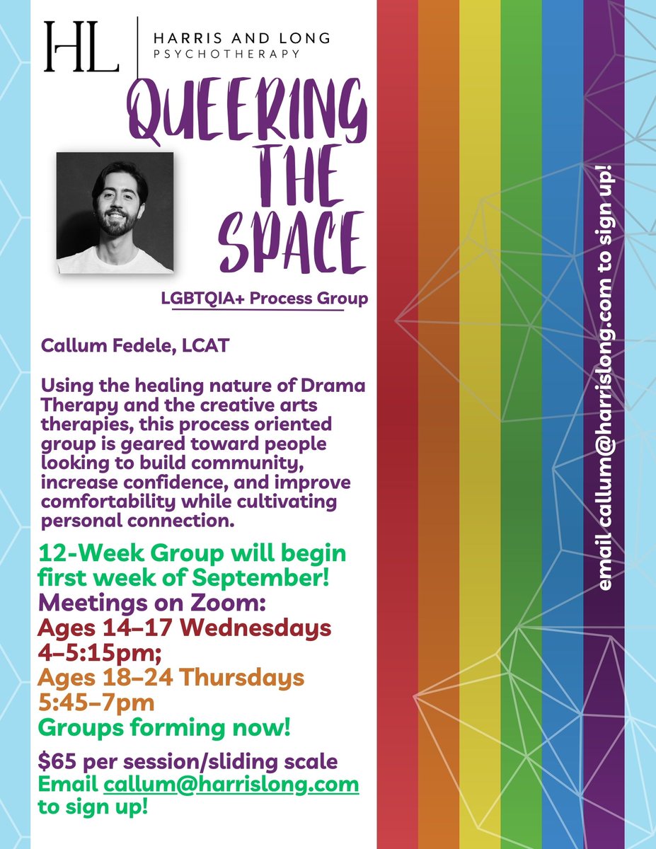 klongnyc's tweet photo. Spots still available - reach out if you or someone you know is interested!! #MentalHealthMatters #LGBTQIA #queermentalhealth
#TransRightsAreHumanRights https://t.co/ZxPkWoWnUC