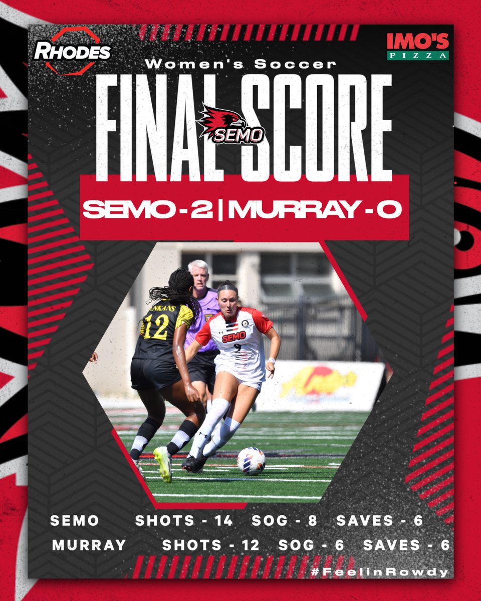 SEMOSoccer's tweet photo. Redhawks win!!!🔥SEMO shuts out Murray State! 

The Redhawks soccer team improves to 3-2-1💪

Next match will be in Cape Girardeau on Thursday Sept. 14 against Columbia College at 6:00 PM

#FeelinRowdy https://t.co/VsuEjlZpO0