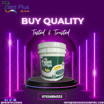 paintplusnig's tweet image. Happy New Week, We welcome you into the new week and we urge you to buy the tested and trusted quality in paints.
#paintplusnig
#happynewweek
#testedandtrusted