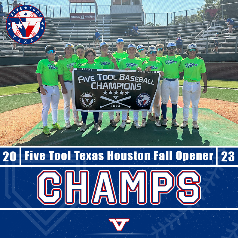 🏆CHAMPIONS 🏆

Congrats to <a href="/KatyNitro/">Katy Nitro 18u</a> on winning the 17U/18U Championship of the <a href="/FiveTool/">Five Tool Baseball</a> Texas Houston Fall Opener! 

#WatchEm