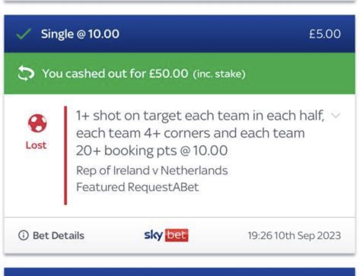 Sickboy202's tweet photo. @neenorris @SkyBet Last sot was struck off. Luckily I realised before and managed to cash out 😂 https://t.co/XsXBiCxK9a