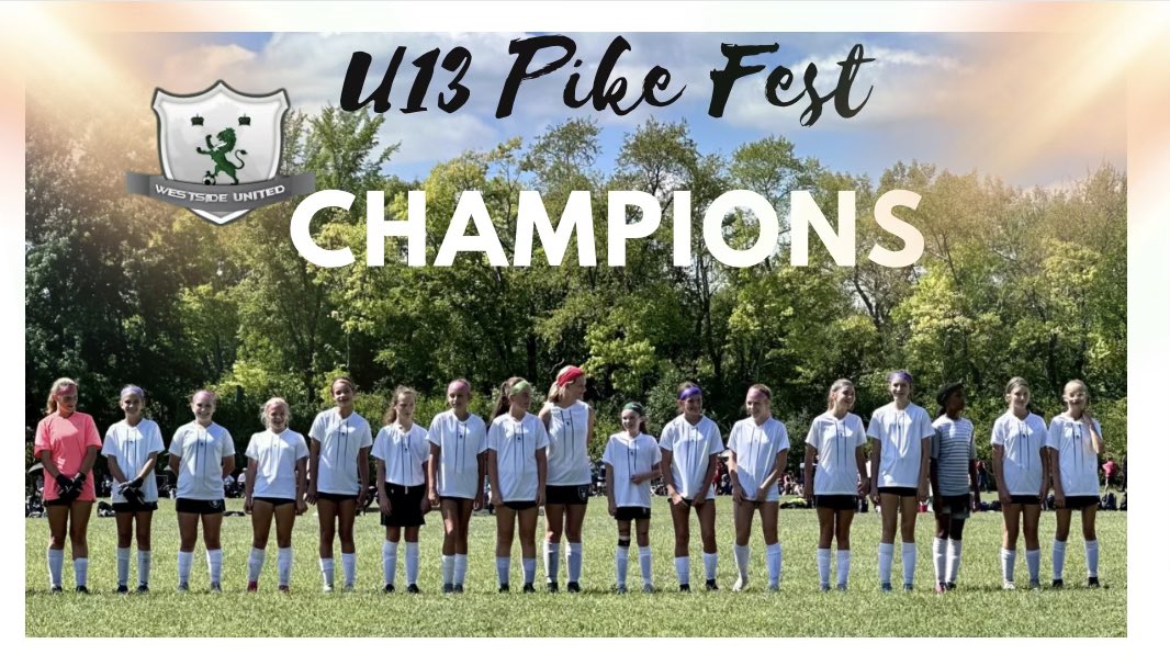 The girls are U13 Pike Fest Champions!!! We won 2-1 in the championship game against a very tough FC Pride team. Goals:
⚽️ Kendall Doss
⚽️ Kami Steward 
#trophy #wearewestside