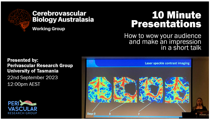 CVBAus's tweet image. Join us next Friday for a workshop facilitated by @BradASutherland's Perivascular Research Group!
This workshop aims to provide insight in successfully developing an engaging and scientific literate presentation that will ‘WOW’ the audience.
Check your email for a zoom link!