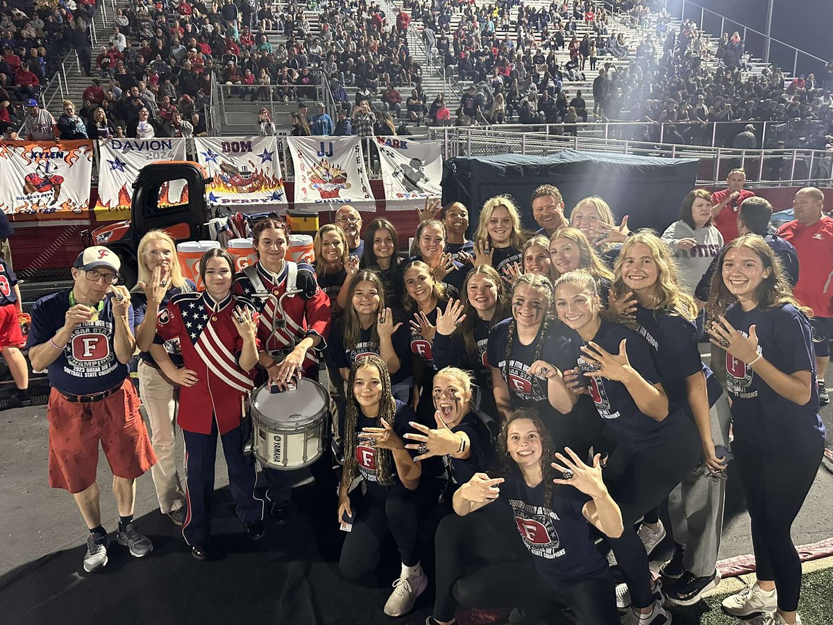 So proud of this team, coaches, support staff, boosters, and school system. Friday we were presented our D1 championship rings at halftime 💙❤️💙❤️ such an amazing accomplishment from such an amazing group of players. #RingRing #OhioD1Champs