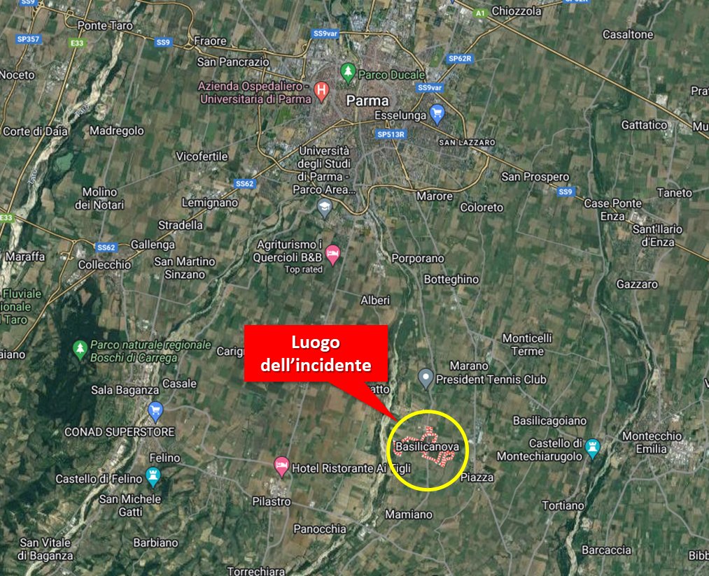 Emergenza24's tweet photo. [10.09-23:10] #Basilicanova #Montechiarugolo #Parma #incidente precipita (intorno alle 20:00) e si incendia #deltaplano a motore 2 morti https://t.co/xo1oznnlVr