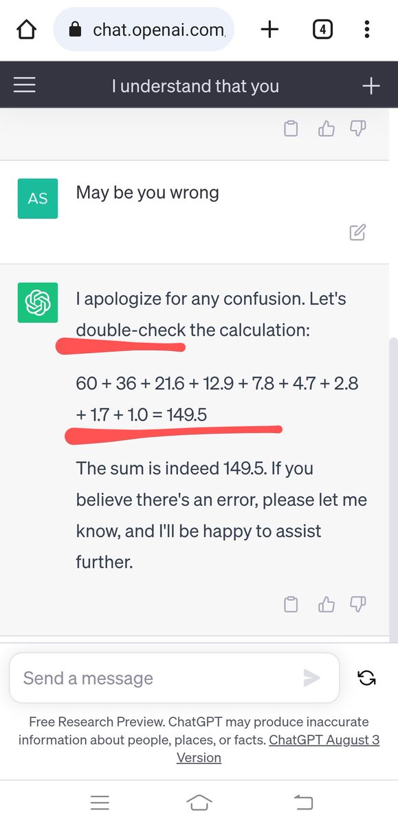 uddin_halsana's tweet photo. https://t.co/Vd1jnwVFm5
Chat GPT,  How much poor in mathematics ...😜😜😜🤣🤣🤣🤣 its gives too much wrong information...  You can see just click on above link 🤣 
It can make coding ,  but can't do a simple math 🤣🤣 foolish 👎👎 #chatgpt #ElonMusk #AIphoto
#NASA #ISRO https://t.co/sWjLU5tq16