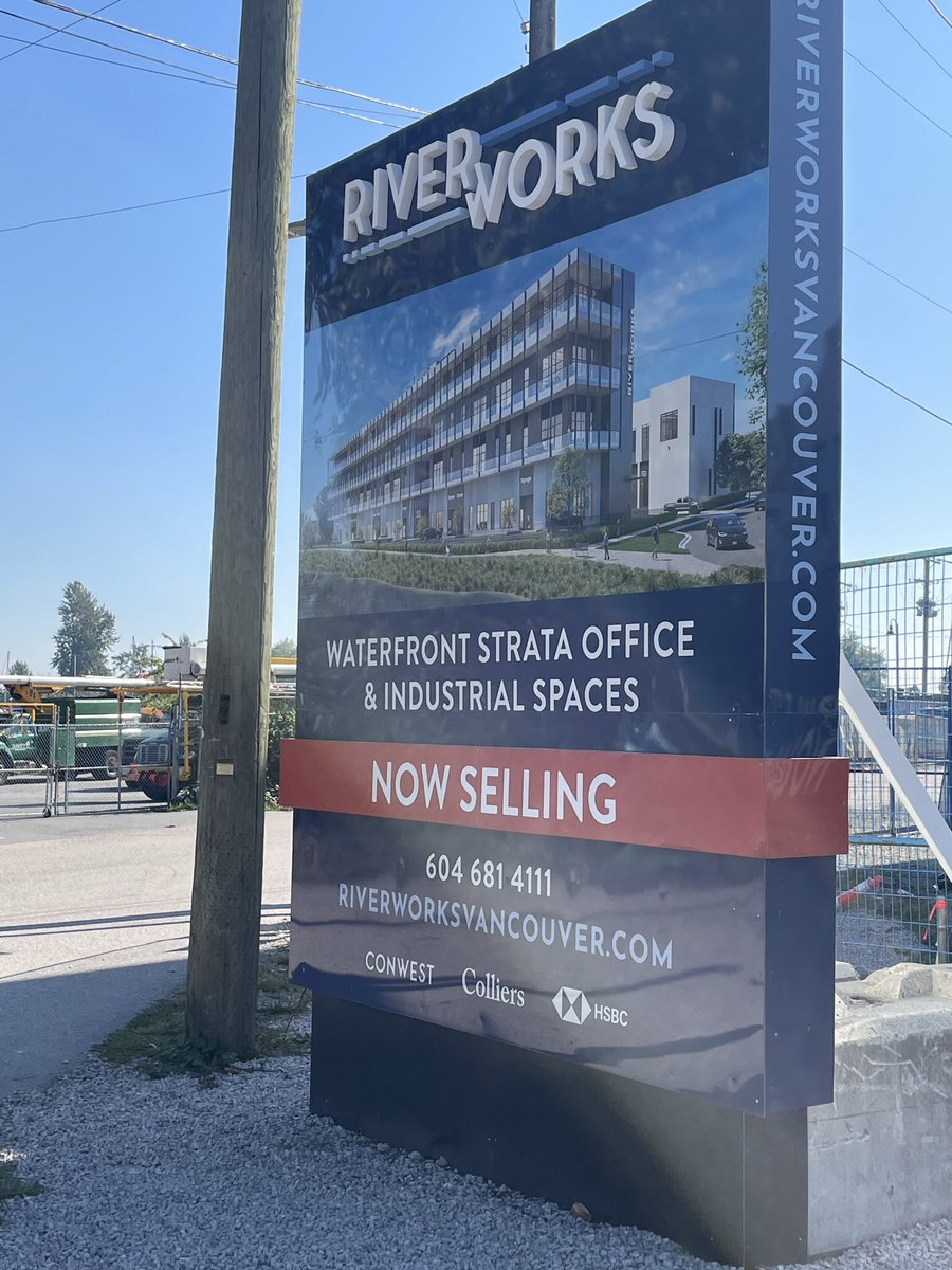 Who’s buying?? 
Industrial area near the Fraser at the bottom of Marpole.
Industrial buildings to the the right of this for blocks, full of FOR LEASE signs. 
Rents must be higher here, and office space is so in demand right now. 🤪
#VanRE #CommercialRE