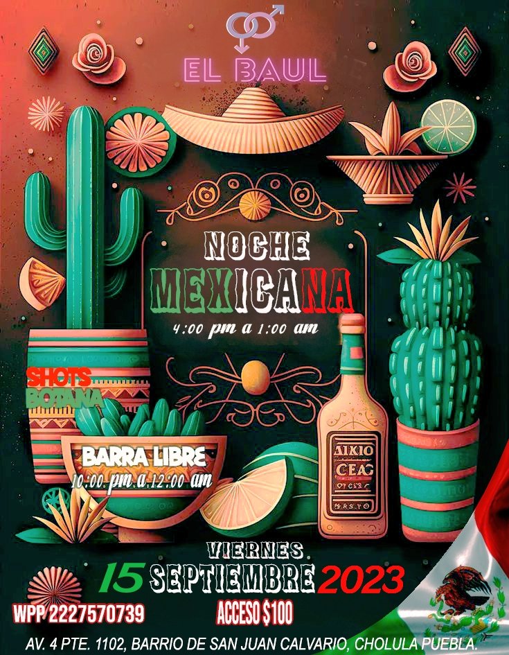 BaulNorte's tweet photo. El Mes Patrio se festeja en EL BAÚL. 🎉🇲🇽

Este 15 de septiembre ven a dar el grito... pero de placer. 😈

🥃 EL BAÚL invita los shots.
🍾 Barra libre tequila  (10pm  a 12am).
🍿Botana 
💦 Diversión a lo grande 🍆🍑

- Acceso $100
-Horario 4pm a 1am https://t.co/rABsdaIF29
