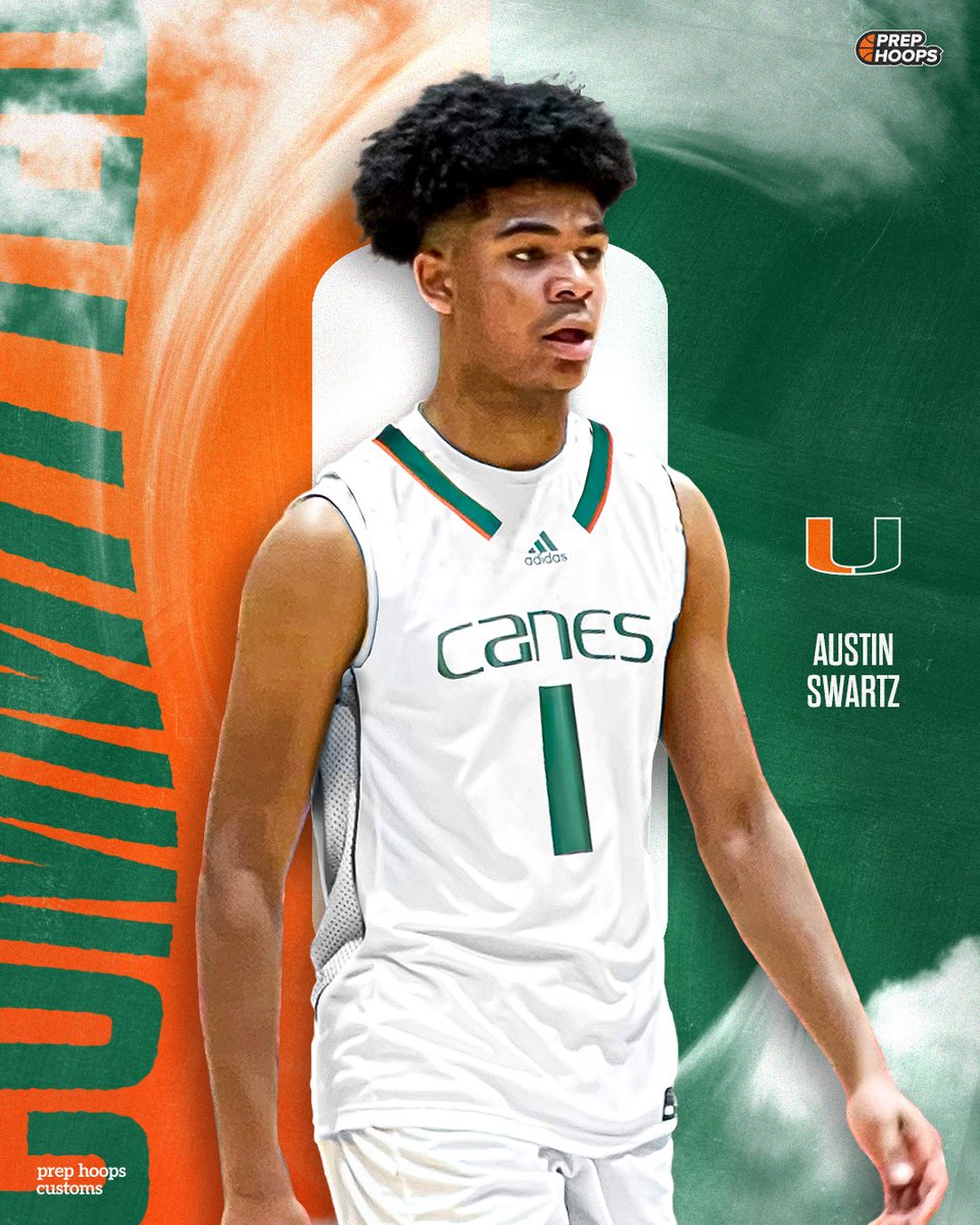 Miami bound! Austin Swartz (@Austin_Swartz23), one of the top recruits in the North Carolina Class of 2024 has committed to <a href="/CanesHoops/">Canes Men’s Basketball</a>.

Custom Graphics: prephoops.com/custom-graphic…