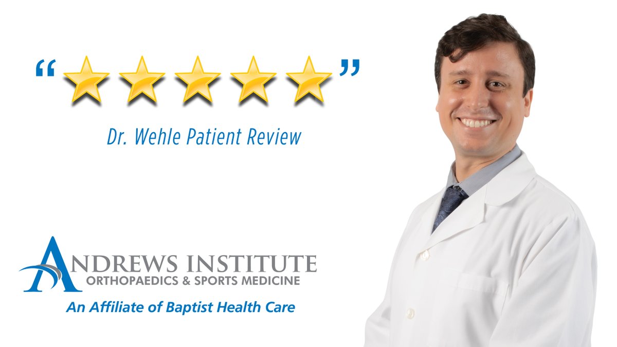 5 stars says it all! To learn more about Dr. Ryan Wehle or to schedule an appointment, visit his profile page here: ow.ly/rKjl50ONgYb #andrewsinstitute #sportsmedicine #orthopedics #nwfl