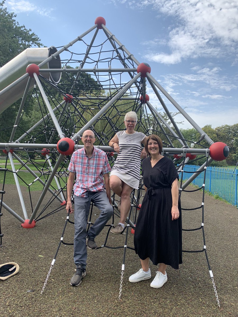 JoMidge's tweet image. Good to see fantastic new play equipment in Chorlton Park. Huge thanks to #FriendsOfChorltonPark for organising #Veolia funding bid. Roundabout is wheelchair accessible &amp;amp; we’ve had great feedback about it @parks_great @ManCityCouncil @MShiltonGodwin @ky1iew @AnnIgbon