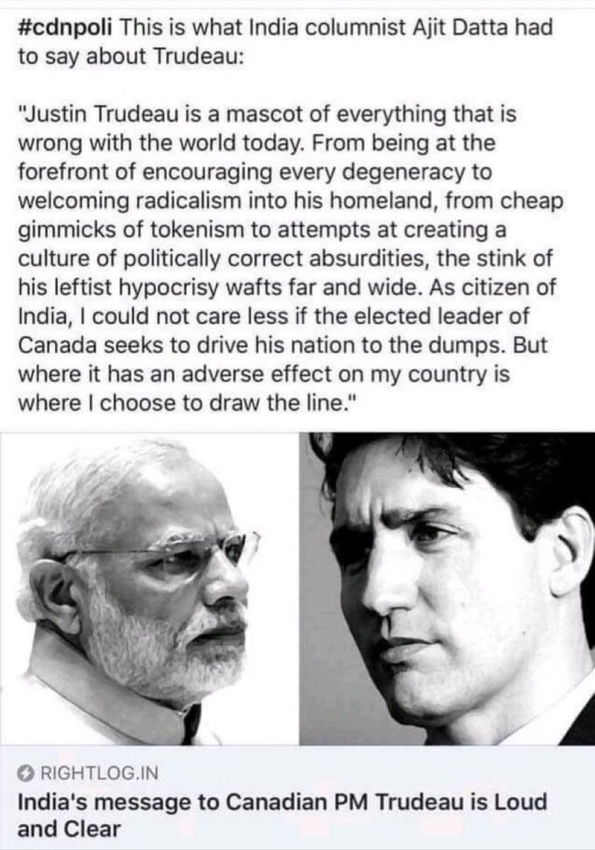 This is what India is stating about Trudeau -liberals why can’t you see or comprehend that he must resign !!