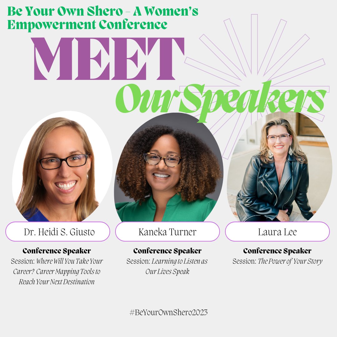 We're introducing you to the dynamic Keynote &amp; Conference Session Speakers at the #BeYourOwnShero2023 - a women's empowerment conference. Stay tuned this week as you learn about these women leaders and the messages they'll share. Get your tix today! bit.ly/482Qcwv