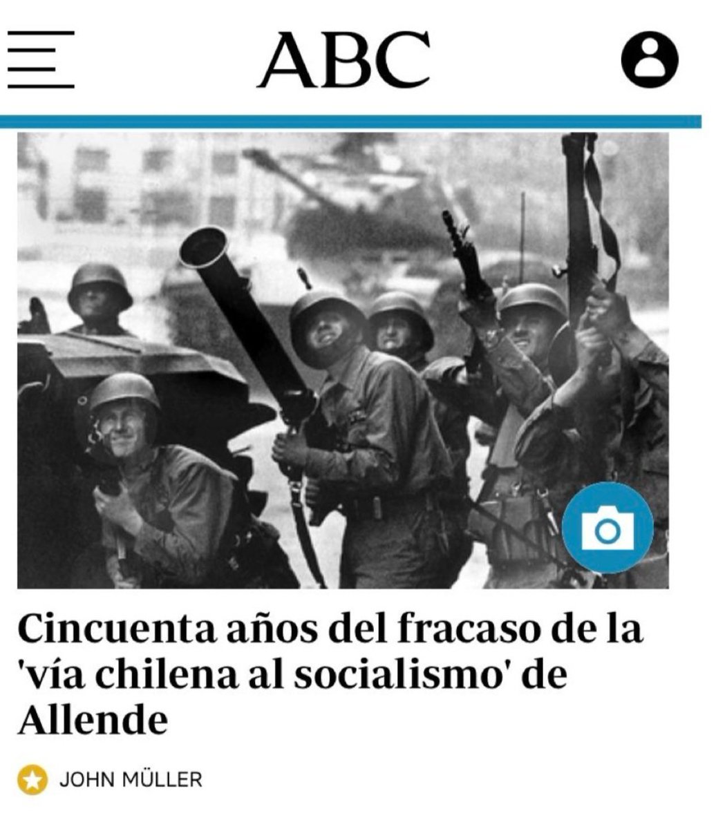JuanDiegoBotto's tweet photo. Hoy, que es pública la información sobre el golpe de Estado: La campaña mediática, las huelgas patrocinadas, la desestabilización económica, la coordinación de EEUU.. Y conocemos el horror que supuso la dictadura de Pinochet, este titular es simplemente infame. https://t.co/OOA0jA1sBr
