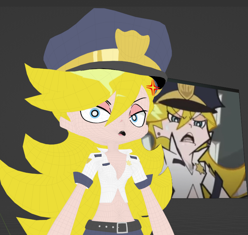 GuuchanCh's tweet image. Working on making a police version of the Panty 3D model as well. Will try to make it an expression so that people can easily swap outfits when using it in VRChat 

#3db #3dmodel #pantyandstockingwithgarterbelt