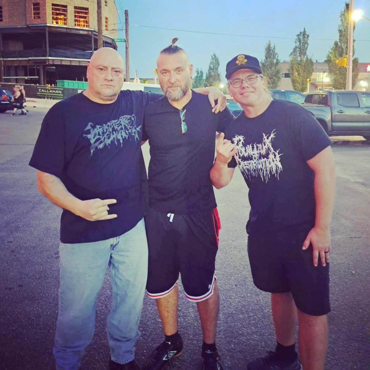 AkurionOfficial's tweet photo. A little reunion with Mike DiSalvo and his former band mates Cryptopsy the other night in New Hampshire! Cryptopsy new album As Gomorrah Burns is now out and go see them on tour! #akurion #Cryptopsy #Mikedisalvo #flomounier #voxnhops https://t.co/YKHLDzkdNa