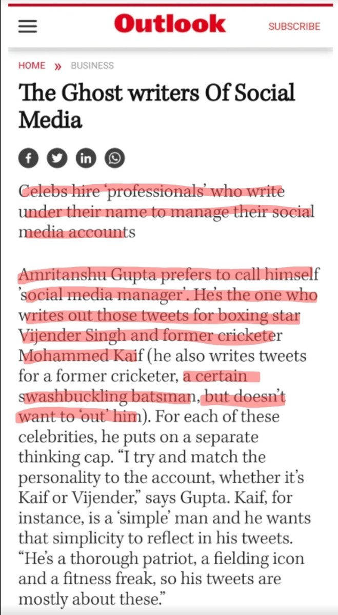 The guy who manages Sehwag's (Twitter/Insta) account, The guy who manages Venkatesh Prasad's (Twitter + Insta) account, The guy who once managed Mohammed Kaif's & Vijender Singh's account, They guy who once interviewed Smriti Irani (Article published by Propaganda website