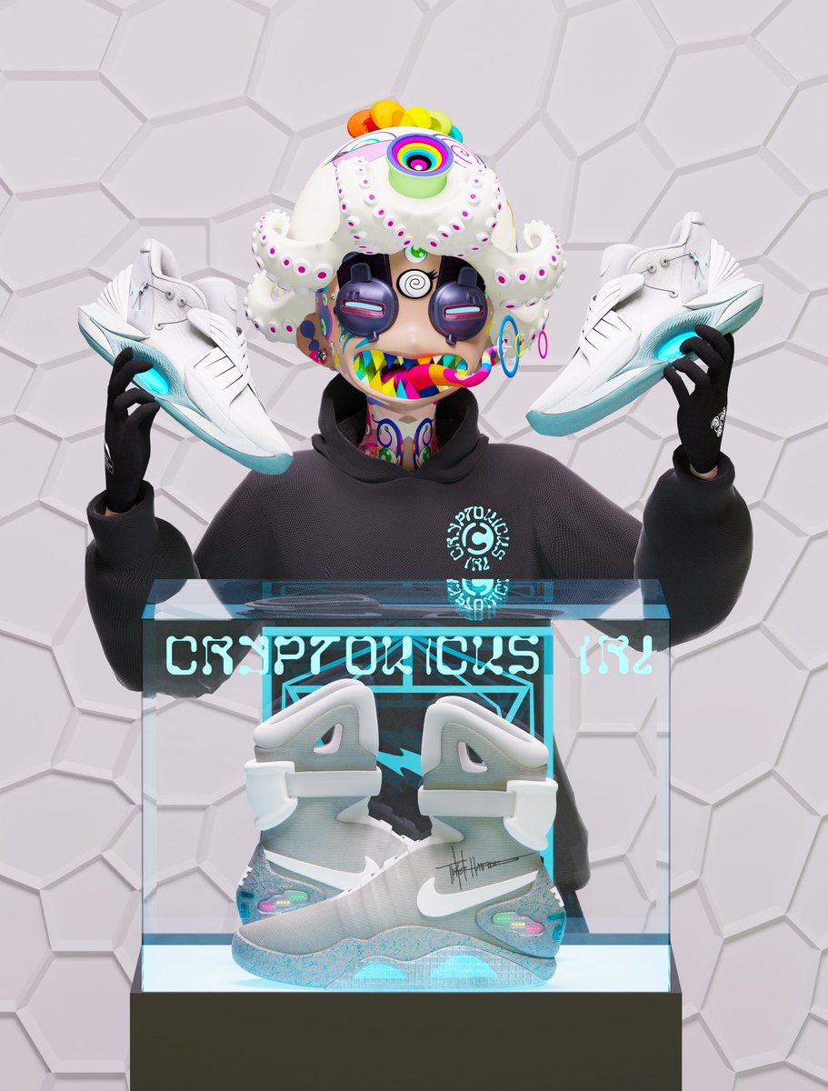 Zaptio's tweet image. Hope everyone is enjoying the Cryptokicks iRL🧊🦿

Huge shoutout to @TheDomJordan for these wild renders 😤

#CreatorsFTW