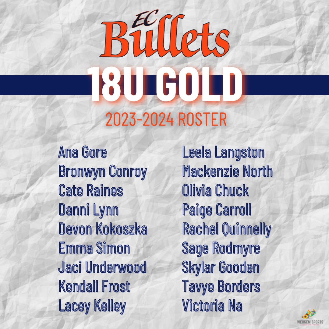 We are so excited about the amazing players that are part of this year’s 18U Gold!! #bulletsstrong 💪🏻