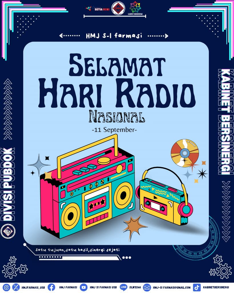 HMJFarmasi_USB's tweet photo. [HARI RADIO NASIONAL 2023]

Setiap 11 September di Indonesia diperingati sebagai Hari Radio Nasional. Ini adalah momen penting untuk merenungkan peran vital radio dalam membentuk budaya dan menyebarkan informasi selama berabad-abad. https://t.co/OzX6yMVCSU