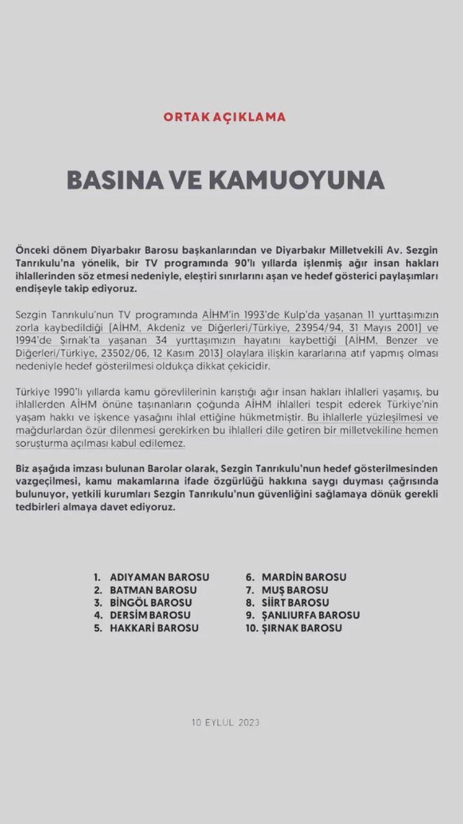 eylle_isyan's tweet photo. 10 ilin Barosu gerekli açıklamayı yapmış bizede arkadaşları ve sevgili @MSTanrikulu desteklemek kalıyor. Hep birlikte yalnız olmadığını söylüyoruz. https://t.co/O6rxJlAwec