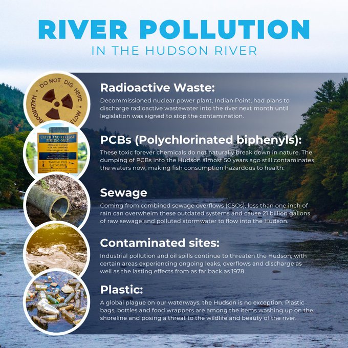 UNBiodiversity's tweet photo. The Hudson is an example of how a damaged river can be rejuvenated if taken care of, but its story is far from over. Learn about the pollutants affecting its waters, shores, wildlife, and communities🧪☢️

Read more 👉 https://t.co/nE4mYWxhum…

Via @LewisPughFDN https://t.co/GLdmgbtE7j