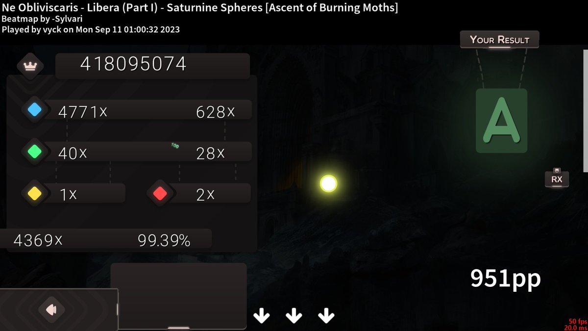 ___Vyck's tweet photo. if only i would stop shaking at end of the map like if i have parkinson schizophrenia and drunk 4 bottles of wine yesterday i could actually fc this, song goes just too hard https://t.co/oF6AoV3bQe