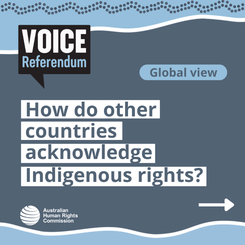 AusHumanRights's tweet photo. These are just some of the ways Indigenous rights are recognised in other colonised countries.

The proposed #Voice would ensure Indigenous participation in decision making, and be a way for government to consult with Indigenous peoples.

Learn more: https://t.co/vGQcaFuCrD