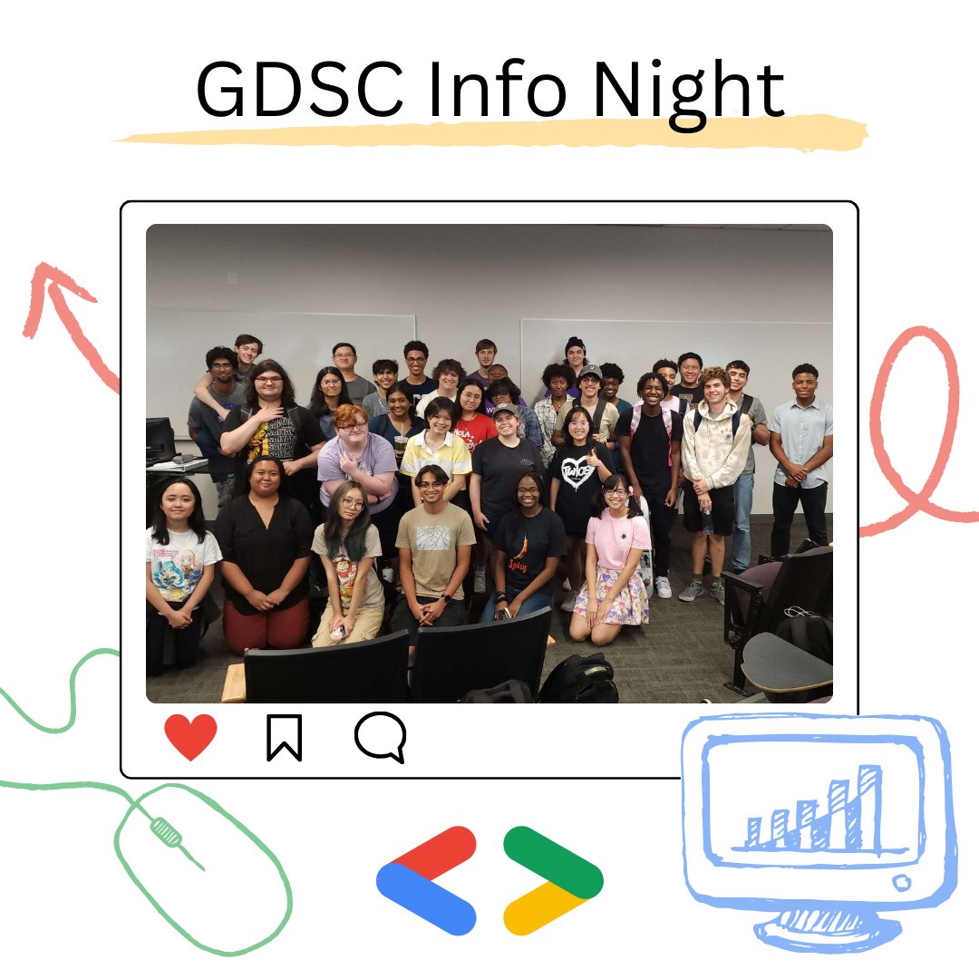 dsc_lsu's tweet photo. GDSC Info night was a success! Thank you to everyone that came! We are super excited to kick off this year with so many people! Hope to see everyone at our upcoming workshops. https://t.co/tYPhmc60Cf