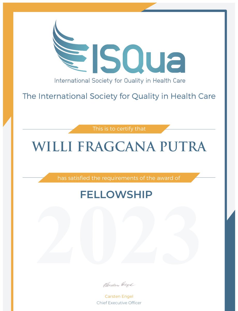 Willi_Putra's tweet photo. A new achievement: (Fellowship of The International Society for Quality in Health Care) @ISQua https://t.co/oZuyJfplYT
