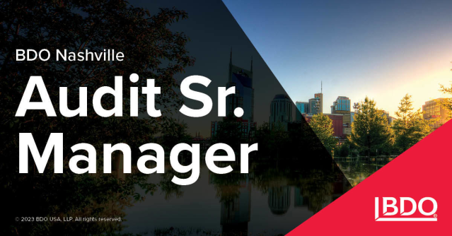 abidhuda's tweet photo. BDO is now hiring an Audit Sr. Manager, based in Nashville. Learn more. #NowHiring #AuditJobs https://t.co/iCX0hIkGy6 https://t.co/x38j41qEiJ