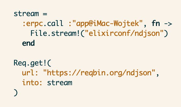 Just a friendly reminder that this "just works", casually streaming response body from anywhere (currently layover in FRA) to my home office in Kraków (thx Tailscale), one response body chunk at a time. #MyElixirStatus