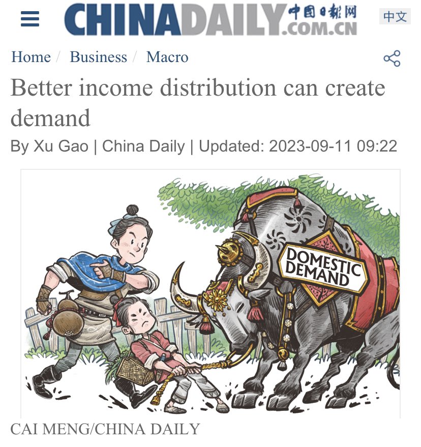 RadicalAdem's tweet photo. *China has a severe wealth inequality issue

And like we learned from Marriner Eccles (FDR’s Fed chair), mass production requires mass consumption

Take away income from the masses (bot-90%), take away demand

Debt can mask the inequality, but it’s temp.

PS it’s a Global issue https://t.co/ceIEp0xlfj
