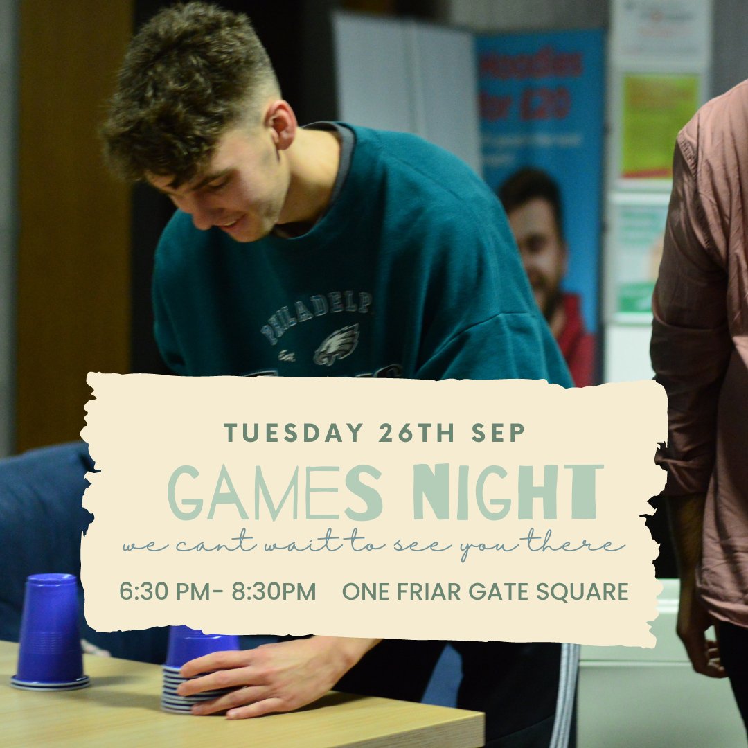 GAMES NIGHT!
Come and join us for a night of playing a variety of fun games together. We have some great games lined up for the night!

It will be at One Friar Gate Square 6:30 pm - 8:30 pm on the 26th Sep.

We can't wait!