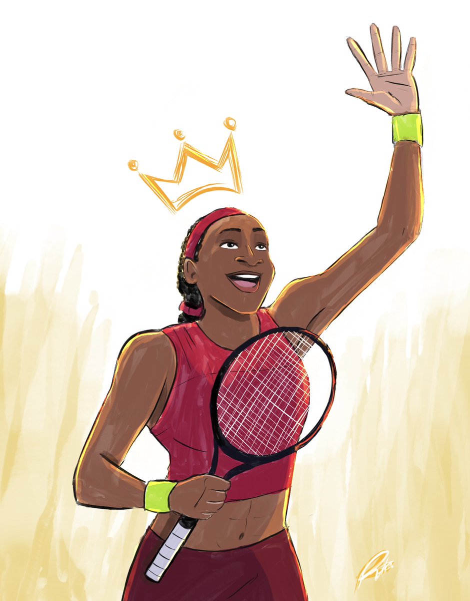 She won! @CocoGauff 
.
.
.
#usopen #usopenwomenschampion #usa🇺🇸 #tennis #tennis🎾 #arte #art #champion #queen #design #designsoftheday 
#tennisplayer #tennislife #tennispro #🎾 #tenniscourt #cocogauff #characterdesign #fun