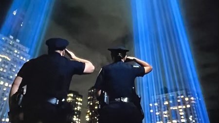 22 years ago tonight, nearly 3000 people, including 23 members of the NYPD, spent their final night with their families and loved ones.

This evening, as the WTC Memorial “Tribute in Light” shines over NYC, our thoughts are with the families &amp; friends of every soul lost on 9/11.
