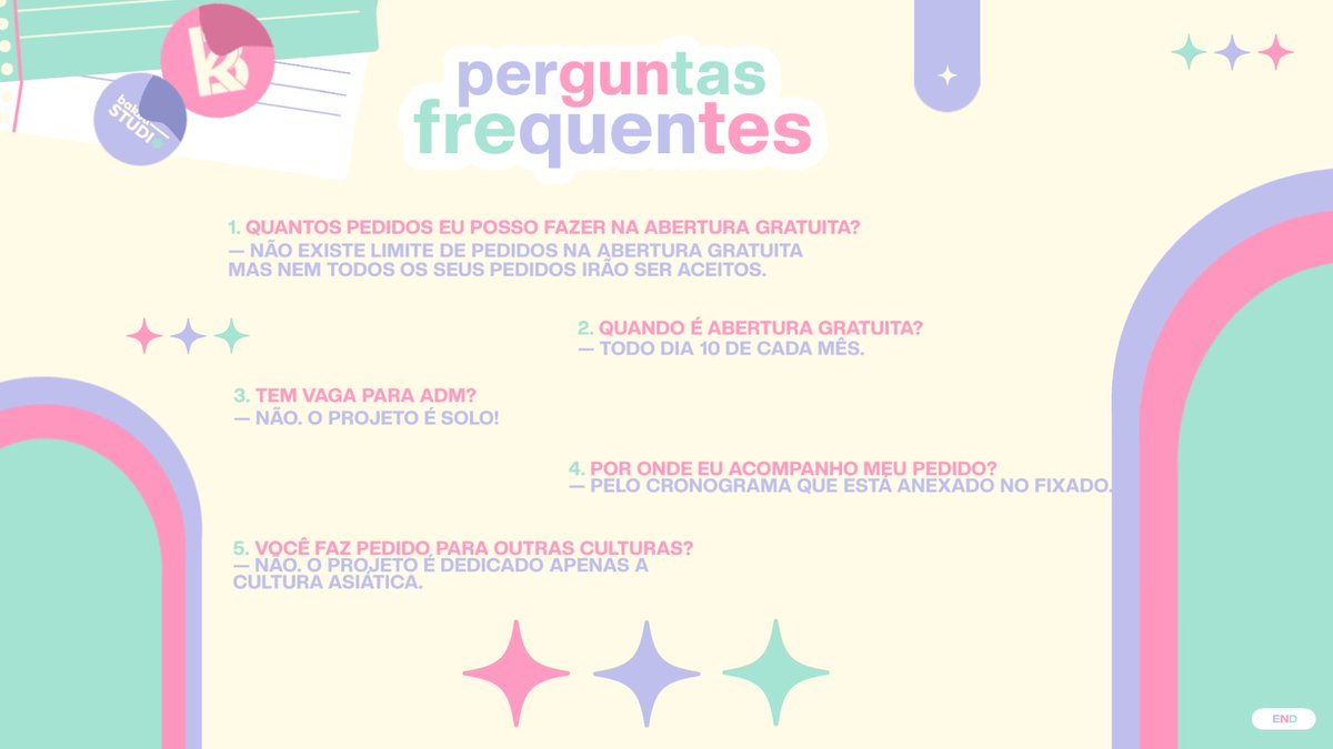 ⠀⠀⠀⠀ ✦ Sejam bem-vindes a Baksu Studio! 👏
A seguir tem as informações de como fazer ou acompanhar o seu pedido.

› portfólio: behance.net/BaksuStudio
› cronograma: docs.google.com/spreadsheets/d…