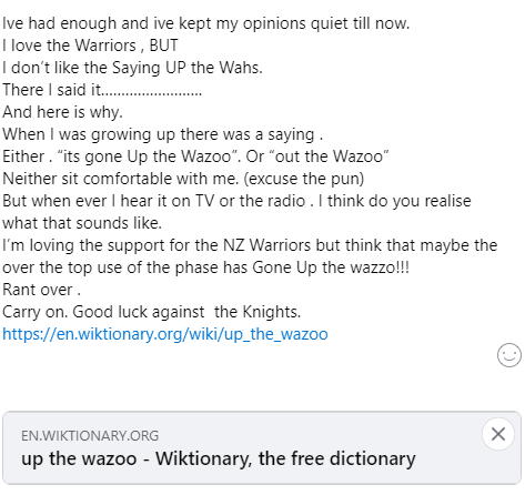 Alcdavis's tweet image. This is wrong and must be stopped. en.wiktionary.org/wiki/up_the_wa…
#Upthewazoo #Karenhasspoken #letsgonewahs