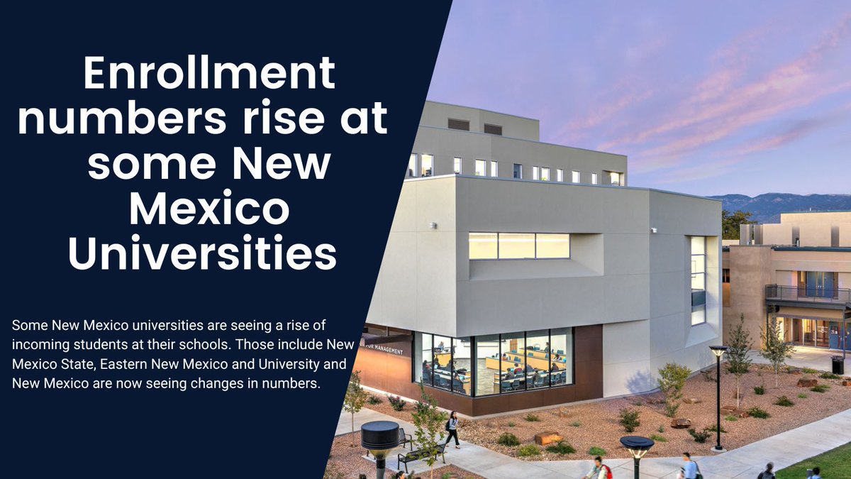Comm2190's tweet photo. New Mexico Universities are seeing a high rise of students enrolling into school. https://t.co/VUR9RiGsiG