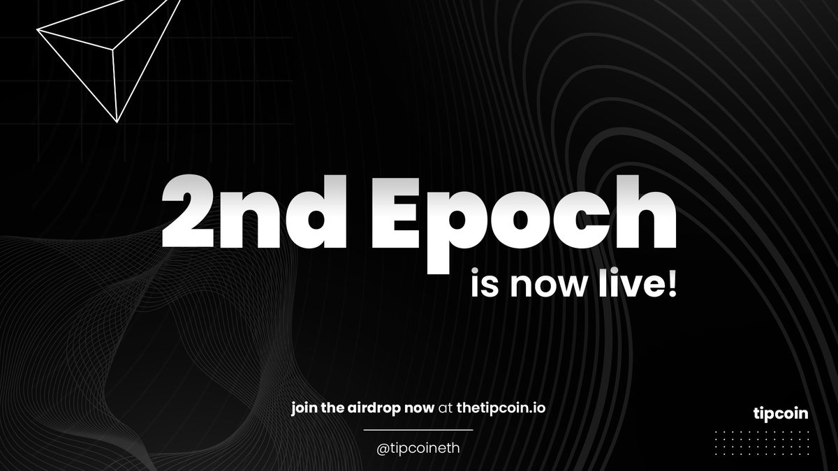 Epoch 2 is now live! Join now: thetipcoin.io The new changes can be found on our official medium medium.com/@thetipcoin/ep… Share. Tip. Repeat $tip