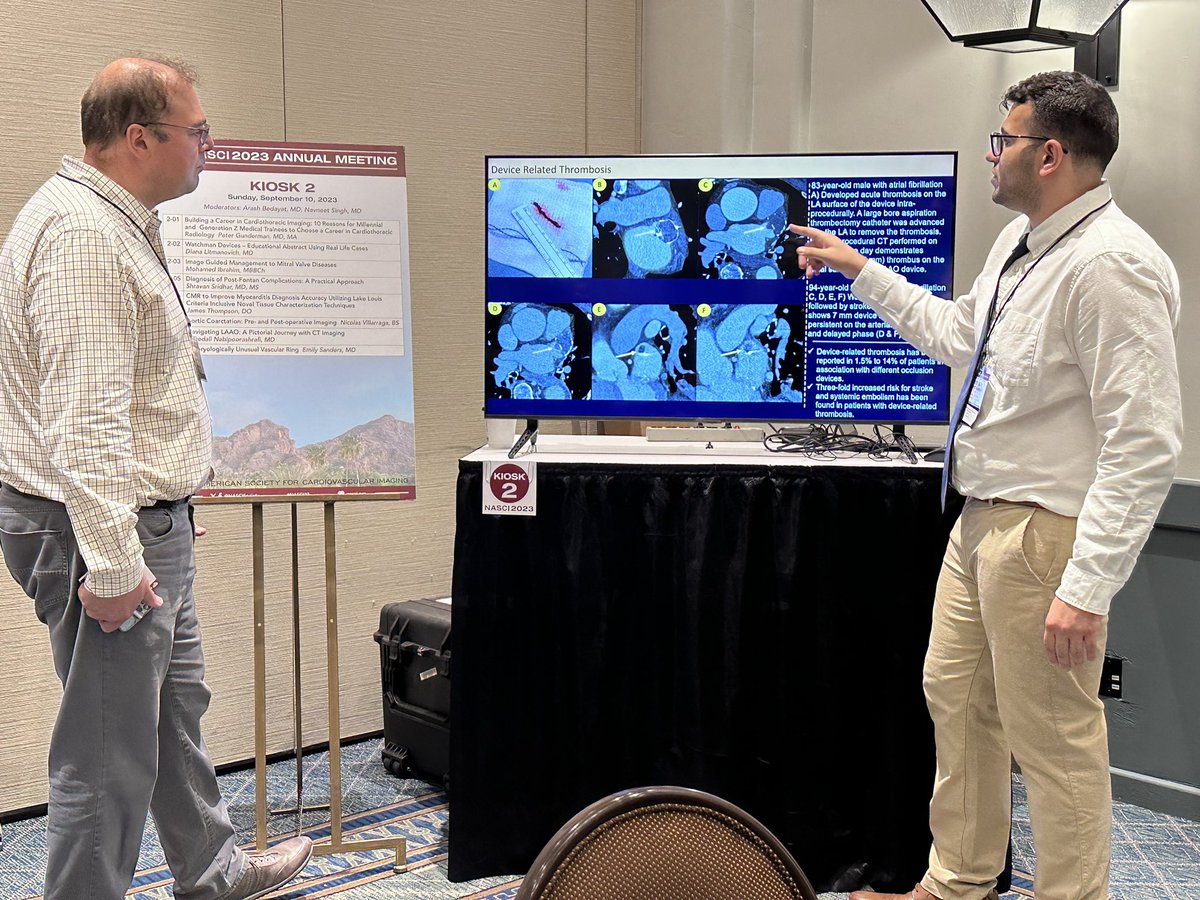 Here is @Alinpa930 from @UWRadiology presenting 2 of his projects on vasculitis imaging and LAAO planning. #NASCI23 @karen_ordovas @Avanti0609 @BedayatArash @tiffchenMD